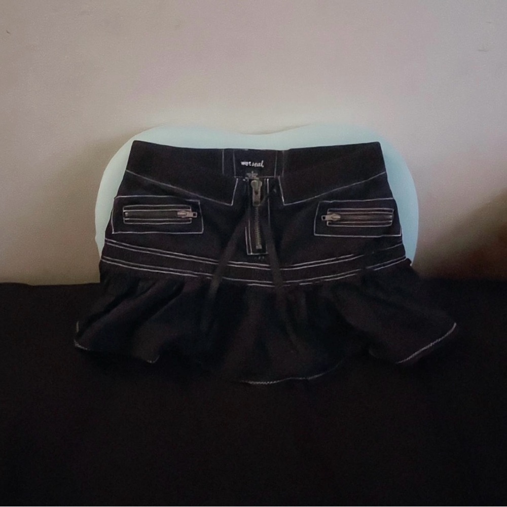 Black Mini Skirt with Zipper Details
